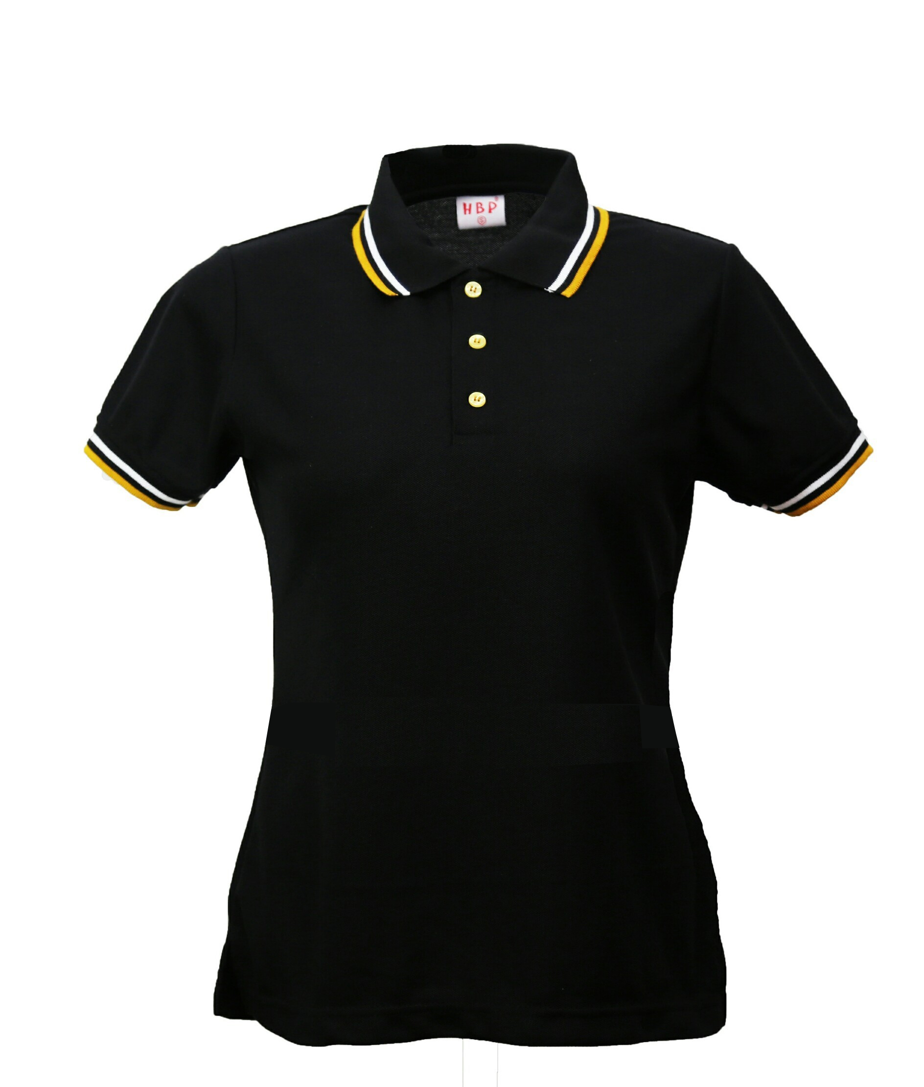 HBP POLO เสื้อโปโล เสื้อคอปก สีดำขลิบทองขาว มีทั่งทรงชาย-หญิง
