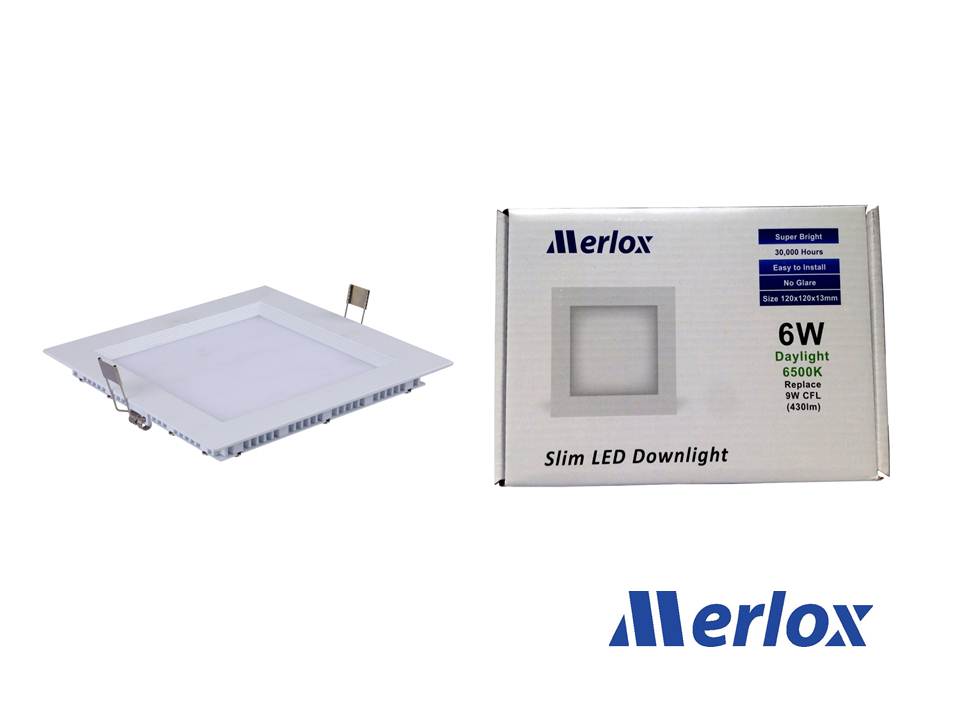 โคม DOWNLIGHT LED 6W ทรงเหลี่ยม ชนิดฝังฝ้า DL/WW MERLOX