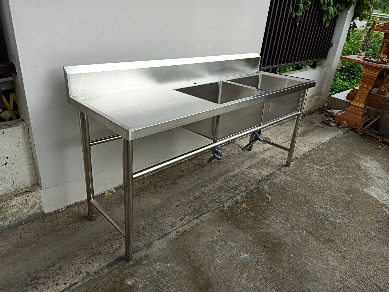 ซิงค์ล้างจานสแตนเลส 2 หลุมมีที่พักจานซ้าย รุ่น：WSCD-186080L