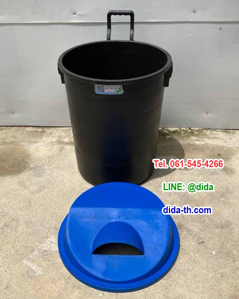 ถังขยะพฤกษา ตัวถังสีดำ มีล้อลาก 120 ลิตร