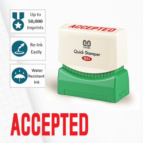 SANBY ตรายางสำเร็จรูป หมึกในตัว รุ่น QUICK STAMPER (M) A12R [ACCEPTED]