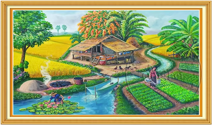 ชุดปักครอสติช ลายวิถีชนบท 3 (งานปักเต็มลาย ไม่มีเดินเส้น ปักครั้งละ 3 เส้นเล็ก) ขนาด 90*60 ซม.ผ้าครอสติช 11CTพิมพ์ลายปักบนผ้า ไหมคอตตอน 50 สี ผังลาย เข็ม