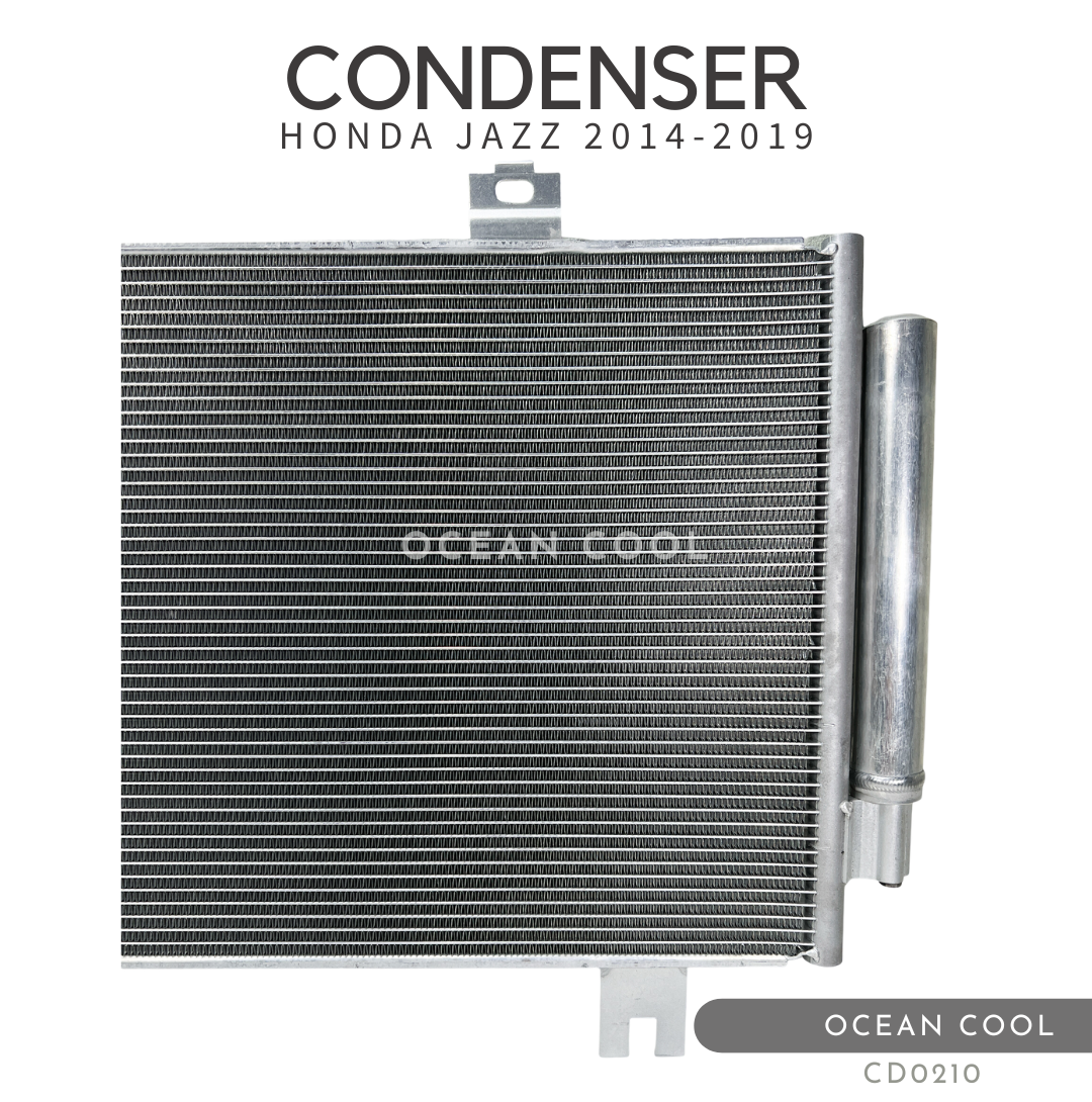 แผงแอร์ ฮอนด้า แจ๊ส ปี 2014 - 2019 พร้อมไดเออร์ CD0210 CONDENSER HONDA JAZZ GK ’14-’19 แผงรังผึ้งแอร์ แผงคอยล์ร้อน คอยล์ร้อน คอนเดนเซอร์