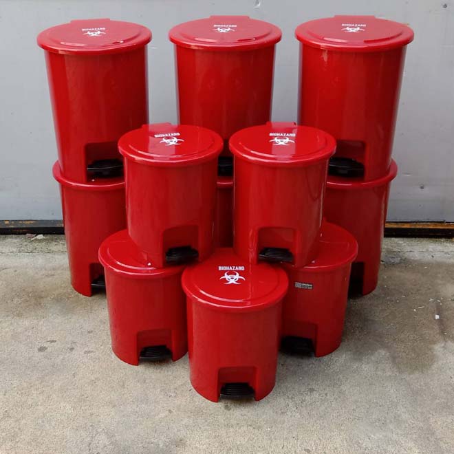 ถังขยะ แบบเหยียบ สีแดง ถังขยะในห้องน้ำ 6 ลิตร