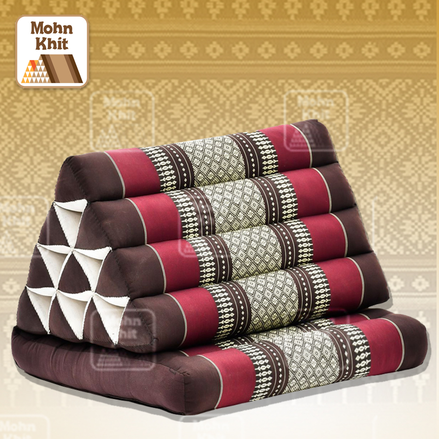 หมอนสามเหลี่ยม 10 ช่องติดเบาะ 1 พับ 50x76x35Cm Tri-angle kapok 100%Traditional Floor Cushions 10 holes with 1part of mattress.