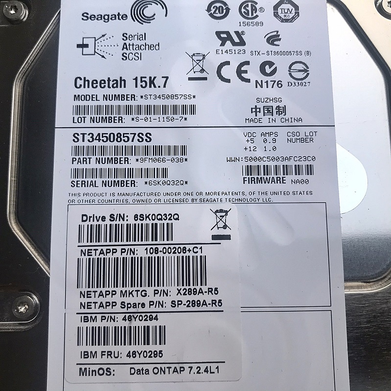 NetApp X289A-R5 / SP-289A-R5 / 46Y0294 / 46Y0295 [TorCompTH Thailand - ขาย จำหน่าย ราคา] NetApp 450GB 15K 3Gb SAS 3.5IN HDD for FAS2020, FAS2040, FAS2050