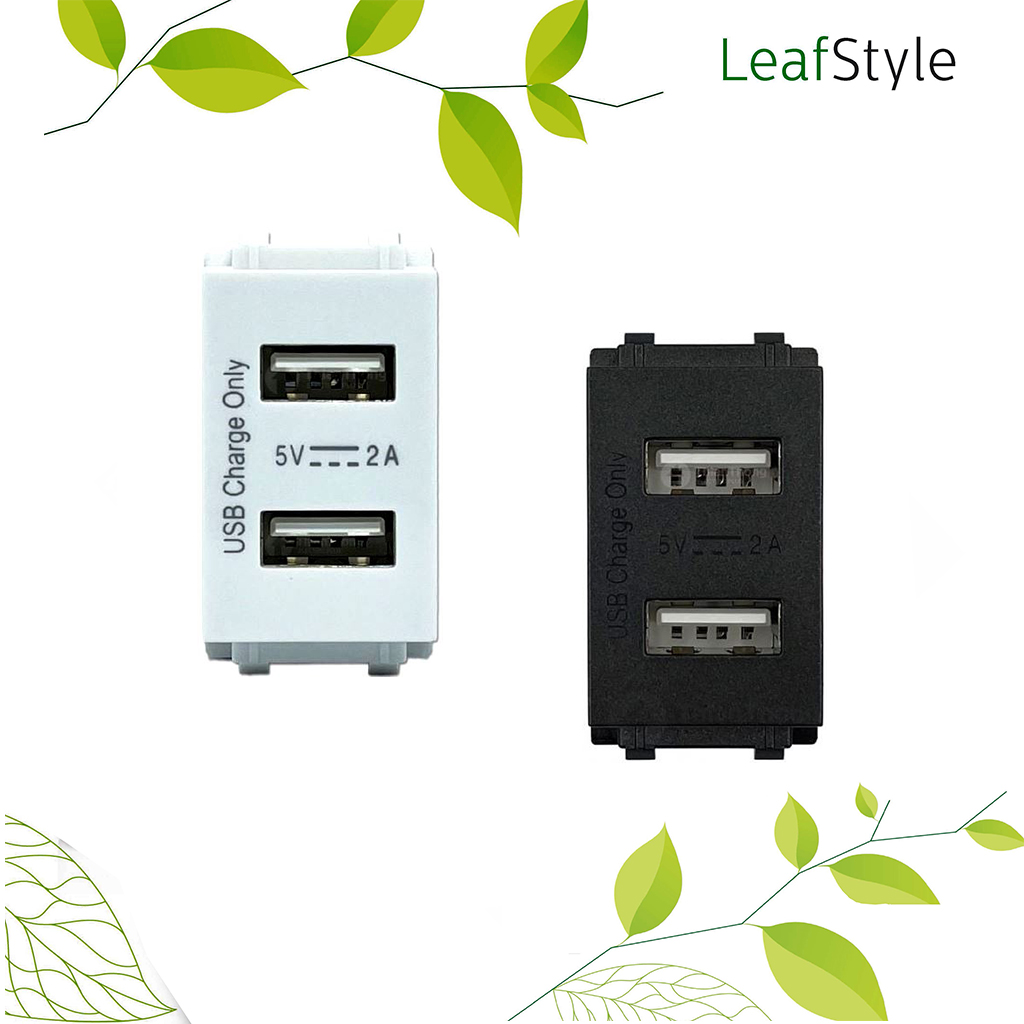 เต้ารับ USB 1 ช่อง 2 พอร์ต ฟิลิปส์ รุ่นลีฟ LEAFSTYLE 2X 1M USB SOCKET Philips