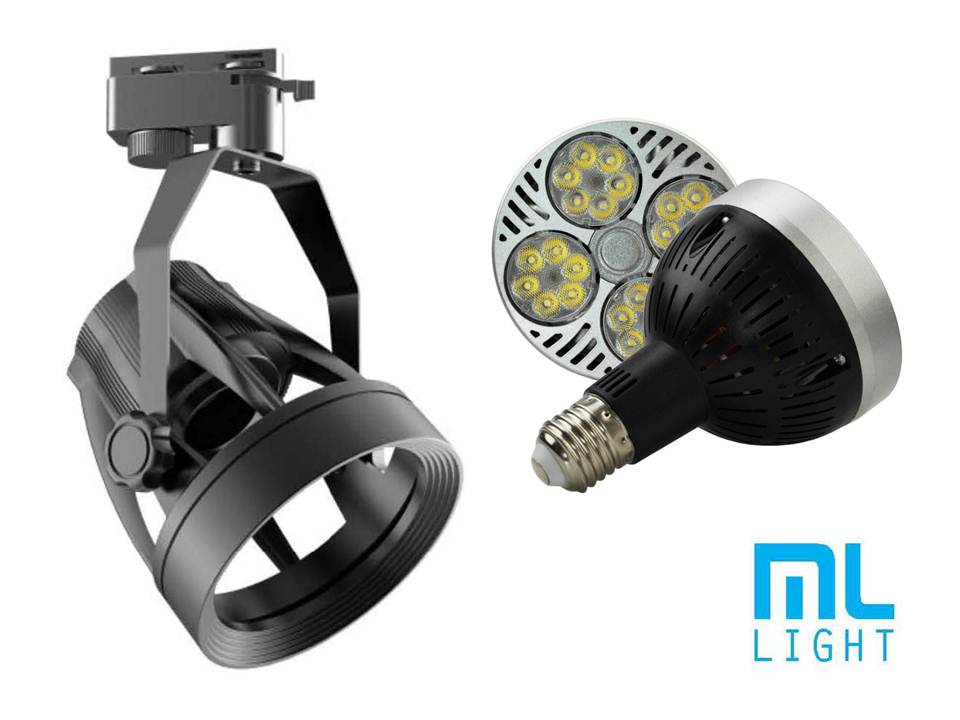 ชุดโคมสปอตแทรคไลท์ PAR30 35W 3500LM 6500K/3000K E27 ดำ ML-LIGHT