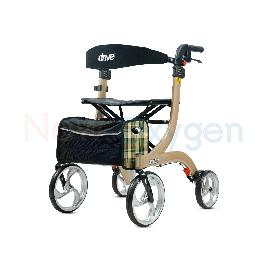รุ่นใหม่ Nitro M Rollator แบรนด์ Drive Medical (Debilbiss) วอล์คเกอร์ 4 ล้อ อุปกรณ์ช่วยพยุงเดิน อุปกรณ์ฝึกเดิน รับประกัน 2 ปี