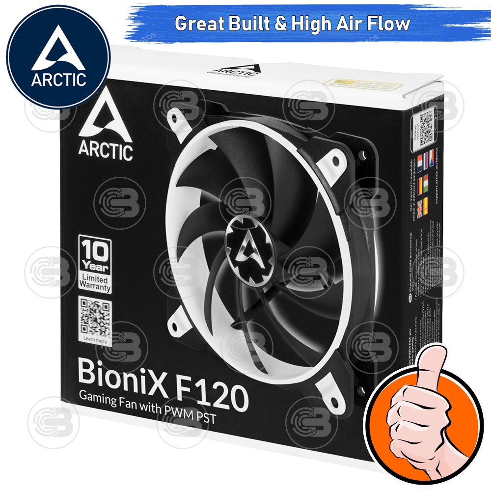 [CoolBlasterThai] ARCTIC BioniX F120 Black-White Gaming Fan with PWM PST (size 120 mm.) PC Fan Case ประกัน 10 ปี