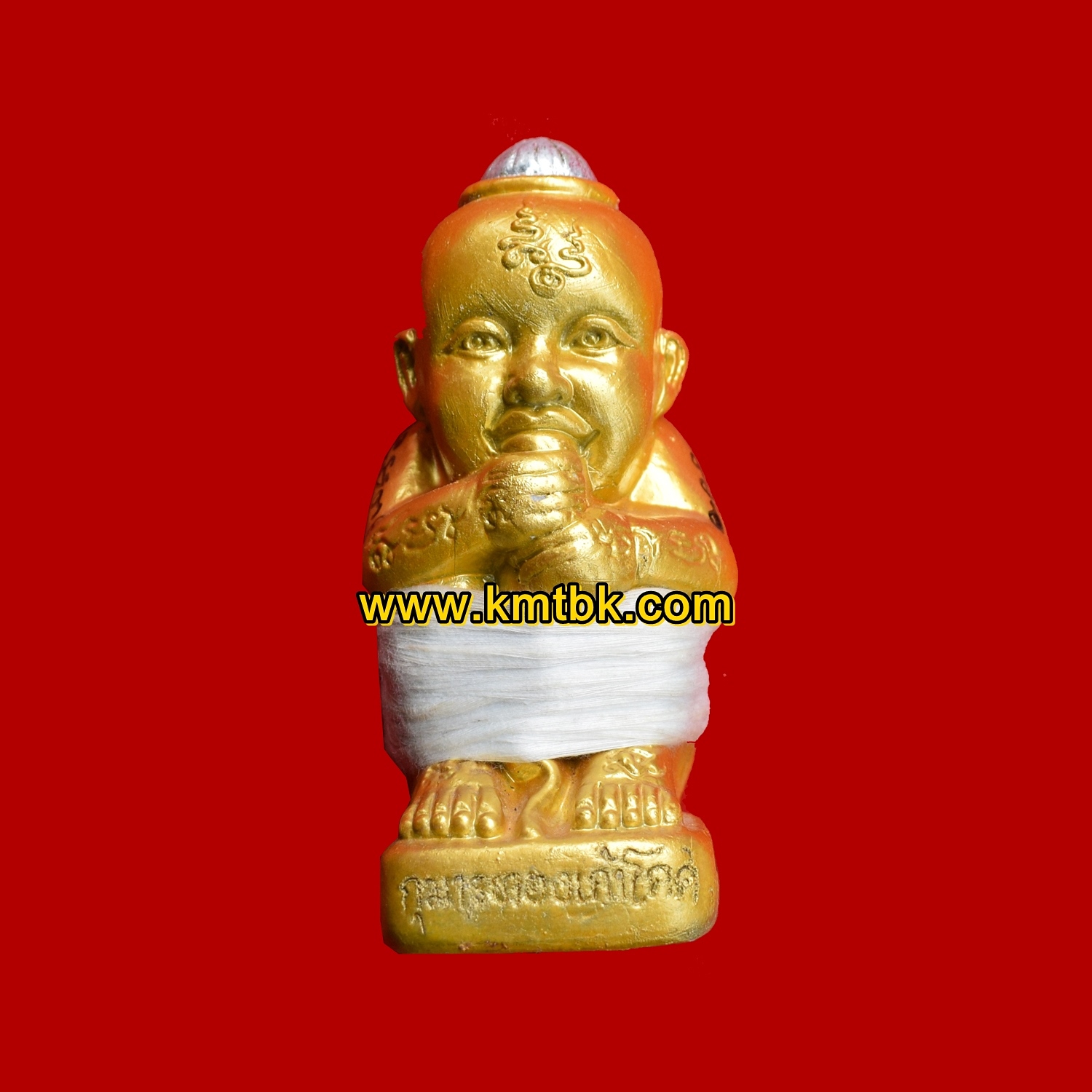 กุมารทองเก้าโกศ หลวงพ่อกอย วัดเขาดินใต้ จ.บุรีรัมย์ เนื้ิอดิน พิมพ์กรรมการ สีทอง ขนาดตั้งบูชา 6นิ้ว รุ่นสุดท้าย ปี2556