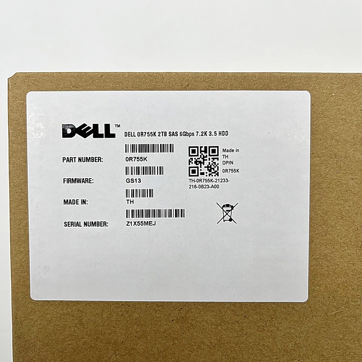 Dell 0R755K [TorCompTH Thailand - ขาย จำหน่าย ราคา] Dell 2TB 7.2K 6G SAS 3.5IN HDD w/F238F for Dell G11-G13/MD Storage