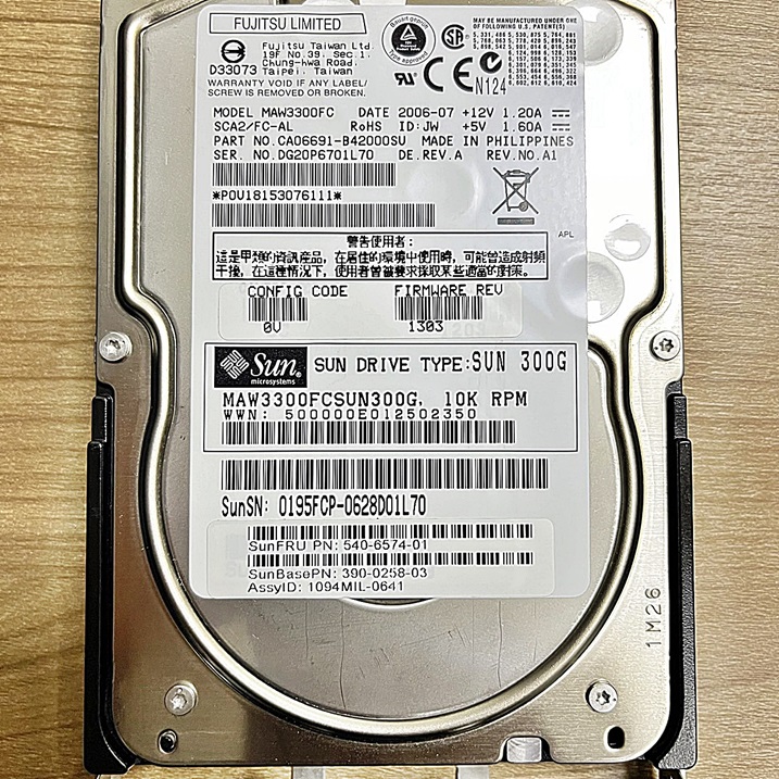 SUN 540-6574 390-0258 [TorCompTH Thailand ขาย จำหน่าย ราคา] Sun 300GB 10K FC-AL, HDD with Tray for Sun ST3510