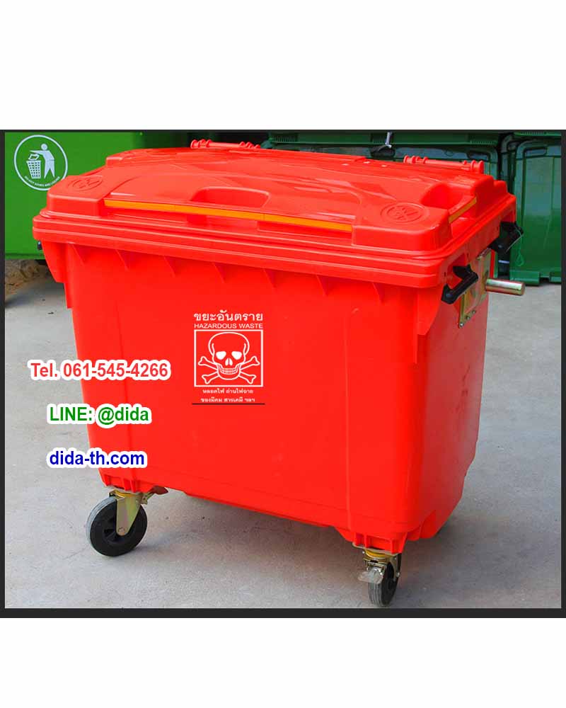 ถังขยะแยกประเภท ทรงเหลี่ยม พร้อมล้อเข็น 1100 ลิตร (NADA)