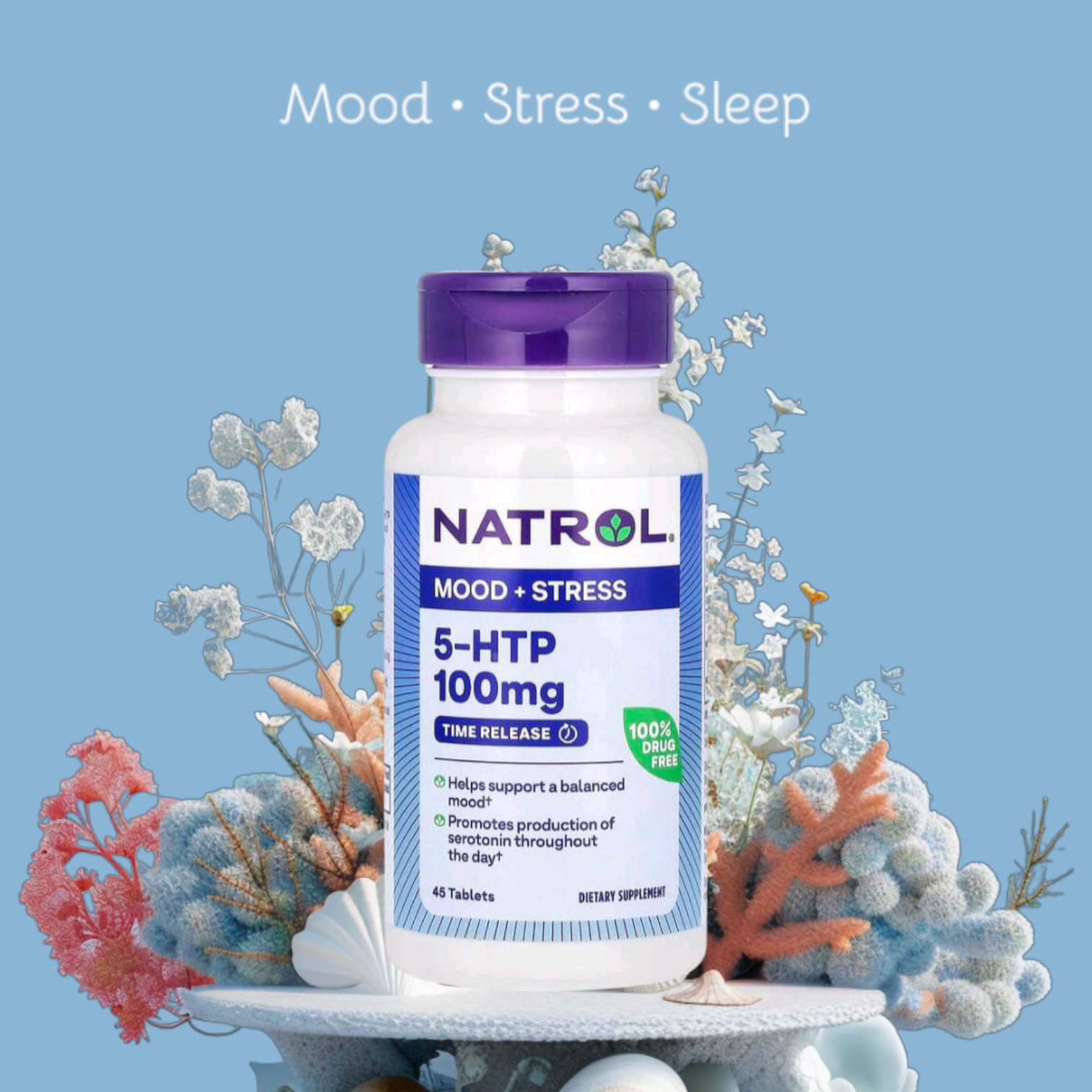 Natrol 5-HTP TR Time Release 100 mg 45 Tablets