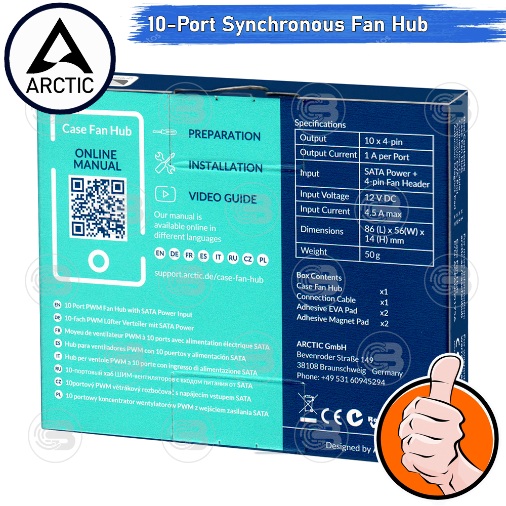 [CoolBlasterThai] Arctic Case Fan Hub 10 Port with SATA Power ประกัน 6 ปี