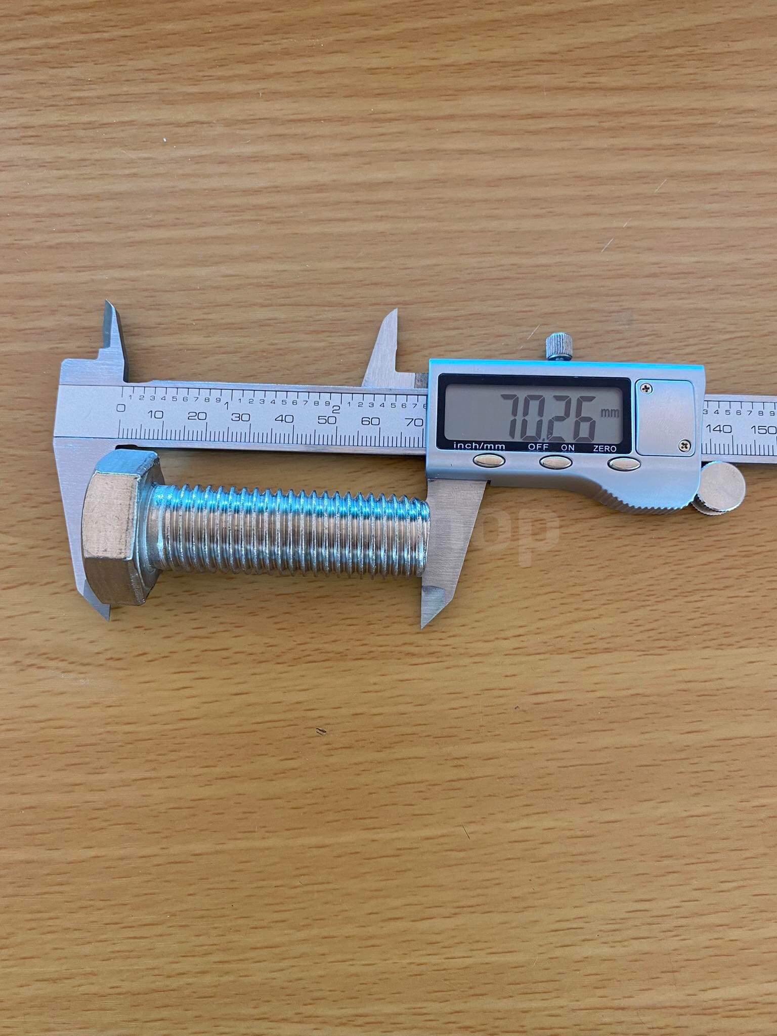 น็อตสแตนเลส201 สกรูหกเหลี่ยม ขนาดM20 น็อตสแตนเลสM20*60มม ราคา/ตัว . #2060