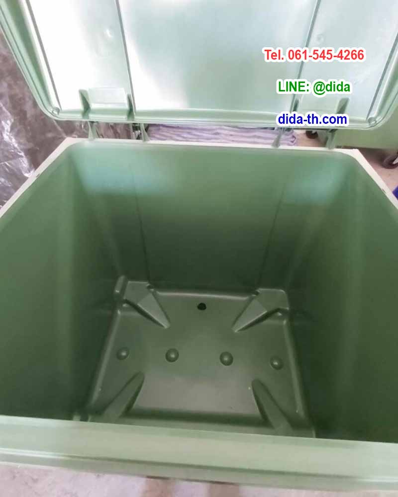 ถังขยะ กทม. ถังขยะพลาสติก พร้อมล้อเข็น 770 ลิตร ฝาเรียบ