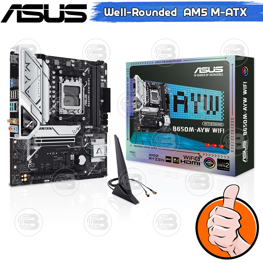[CoolBlasterThai] ASUS MAINBOARD B650M-AYW WIFI AMD SOCKET AM5 DDR5 MICRO-ATX ประกัน 3 ปี
