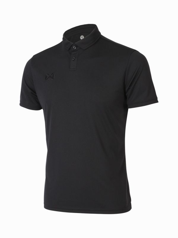 WARRIX PIN POLO Shirt เสื้อโปโล วอริกซ์ แขนสั่น ตัดต่อแบบไหล่ล้ำ สีดำ