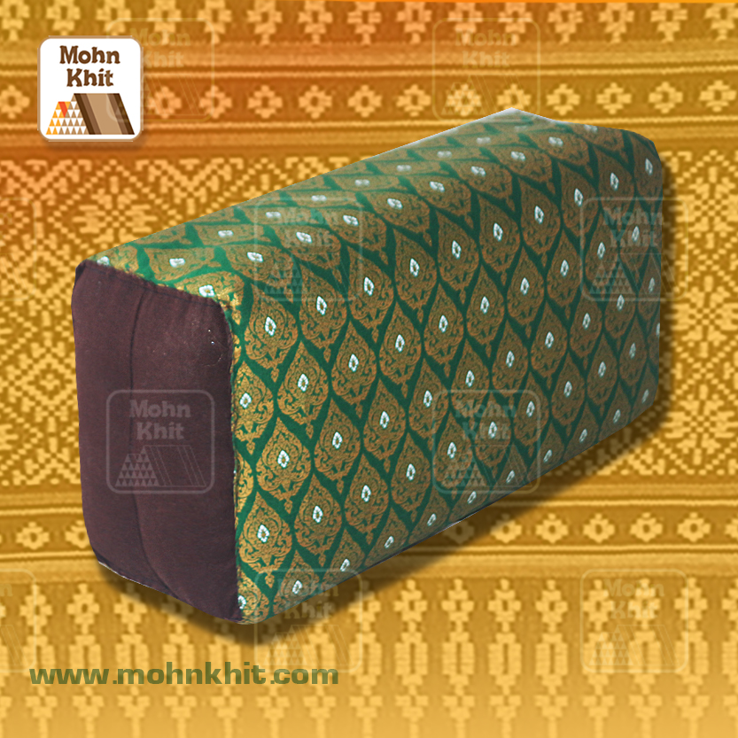หมอนหนุนผ้าพิมพ์ทอง, ของรับไหว้ ,The original Khit Rectangle health Pillow Thai Bolster Lumber 33x15x10 cm