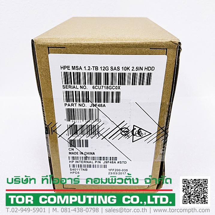 HP J9F48A, 787648-001 [TorCompTH ขาย จำหน่าย ราคา] HP MSA2 1.2TB 12G 10K 2.5IN DP ENT SAS HDD for MSA 2040/2050