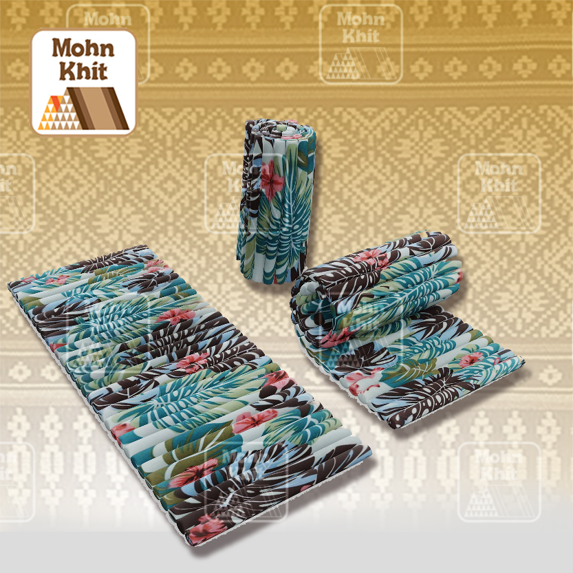 เสื่อระนาดลายฮาวาย 50x172Cm //Thai Roll Up Floor Beds Mattress Montera Hawaii pattern Kapok100%