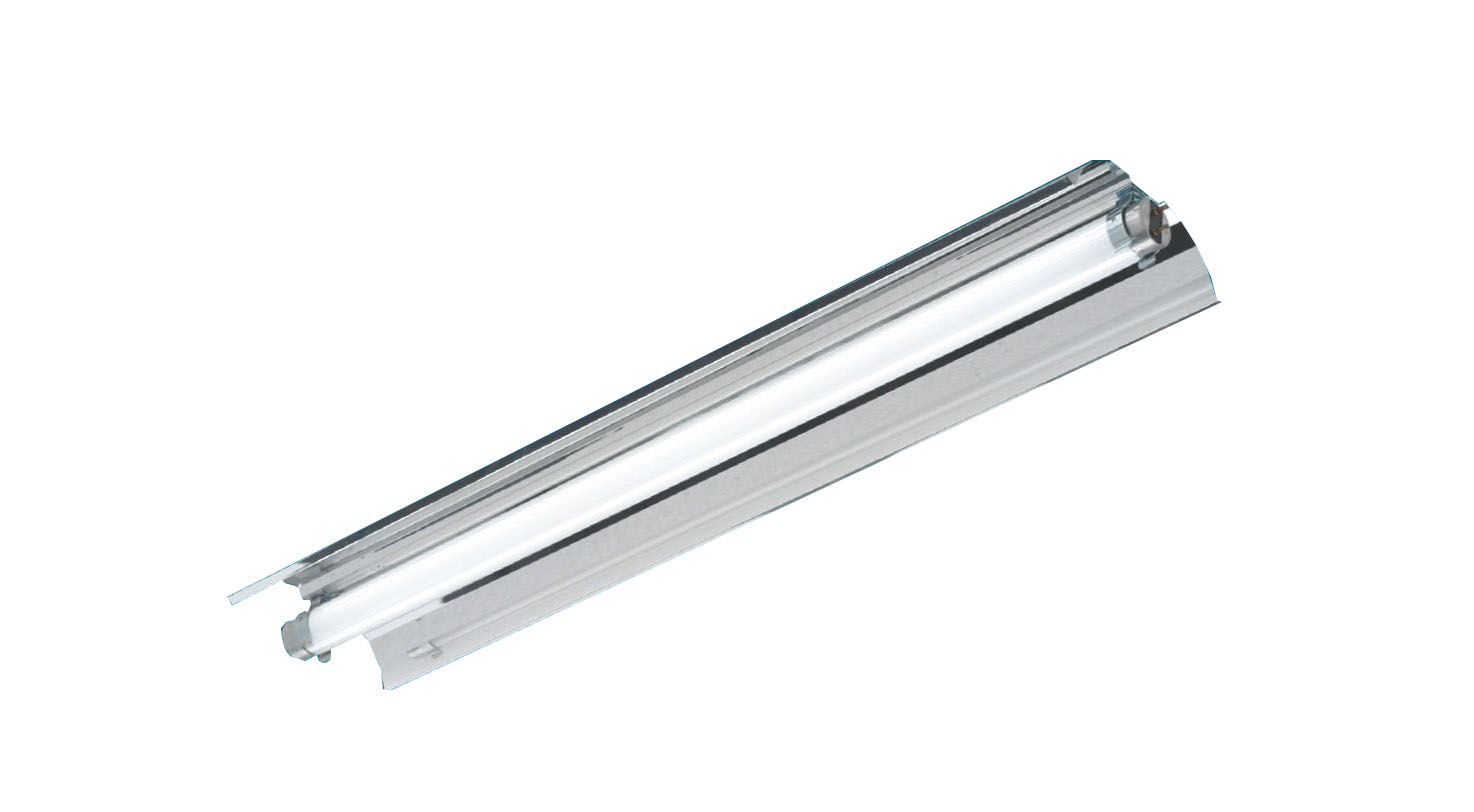 แผ่นสะท้อนแสงอเนกประสงค์ + คลิปล๊อคหลอด 1x18W ขนาด กว้าง 120 x ยาว 570 x สูง 40 mm.
