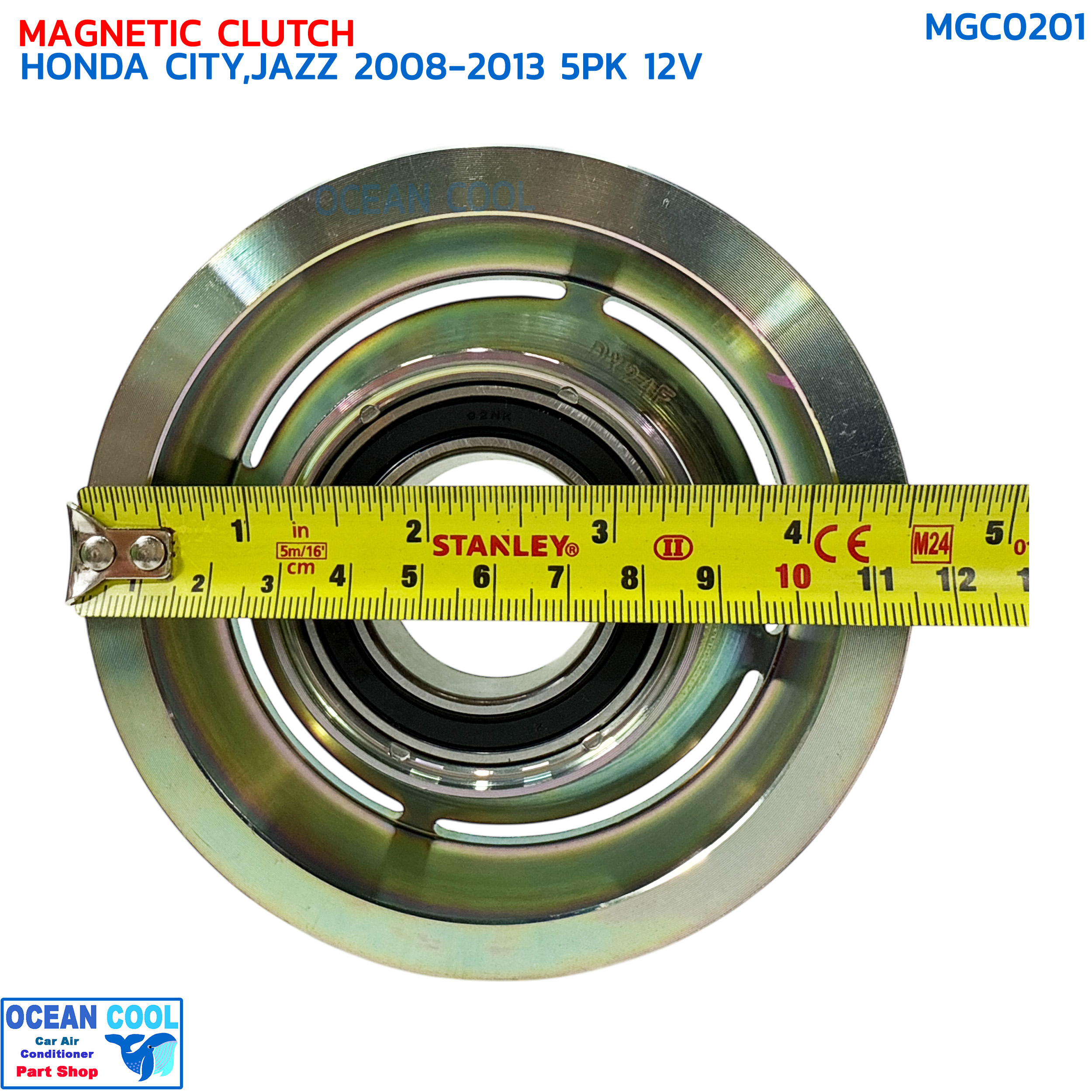 คลัชคอมแอร์ ฮอนด้า แจ๊ส ซิตี้ ปี 2008 5ร่อง12 โวลต์ MGC0201 COMPRESSOR CLUTCH HONDA JAZZ , CITY '08 5PK 12V หน้าครัชคอมแอร์ แจส ชุดคลัช