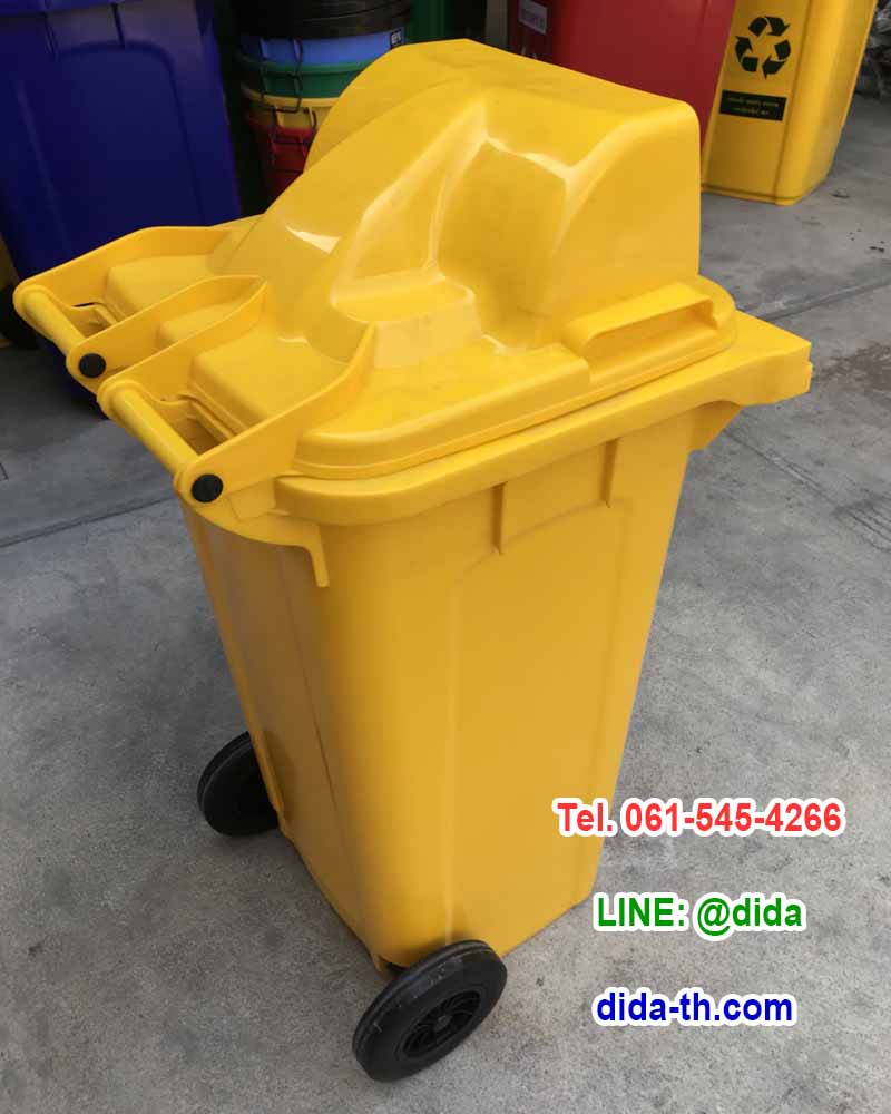 ถังขยะ กทม. ถังขยะพลาสติก ทรงเหลี่ยม พร้อมล้อเข็น 120 ลิตร ฝา 1 ช่องทิ้ง