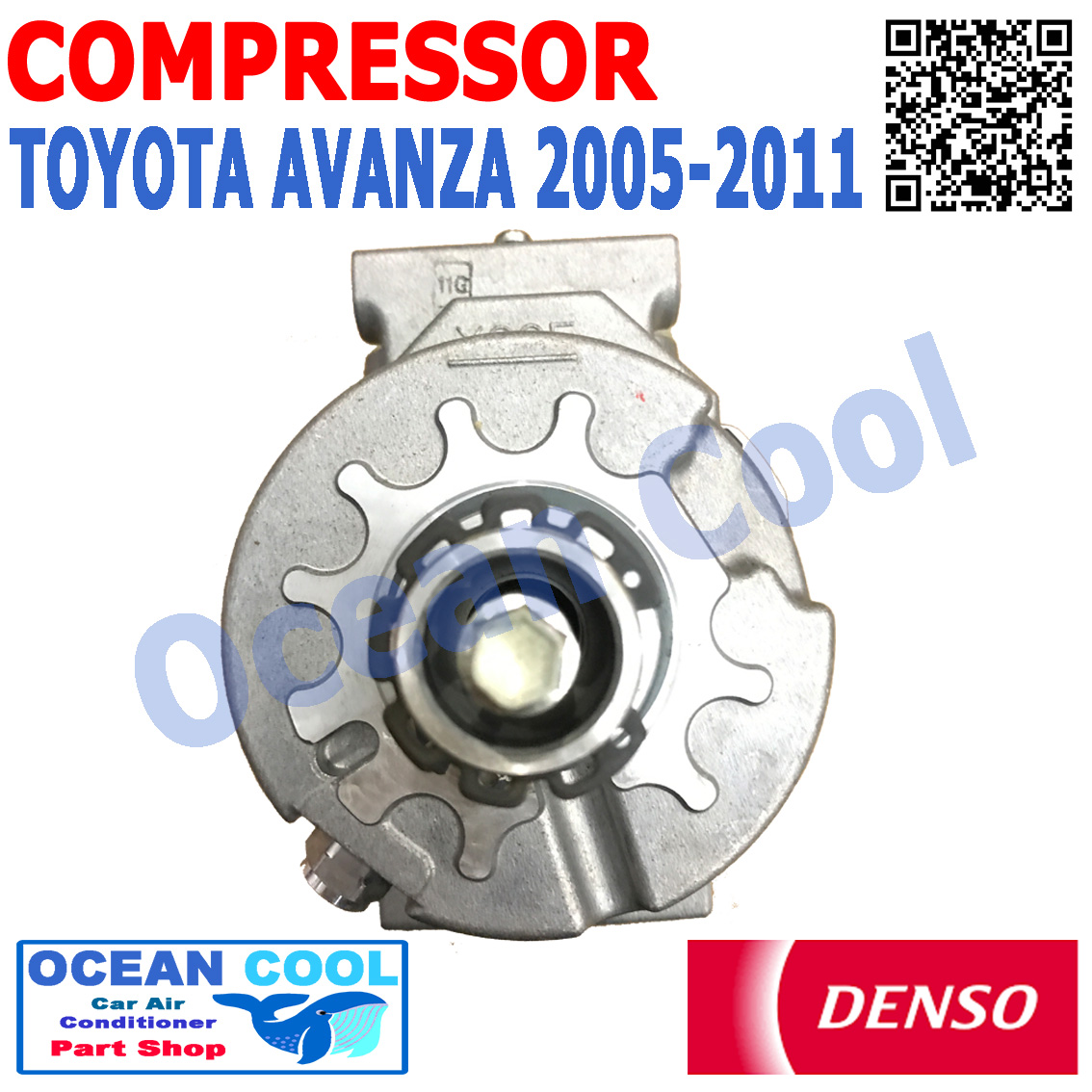 คอมเพรซเซอร์ อแวนซ่า 2005 - 2011 COM0050 DENSO รหัส JK447180-75024D COMPRESSOR TOYOTA AVANZA R134A คอมแอร์รถยนต์ คอม แอร์ คอมเพลสเซอร์ โตโยต้า อะแวนซ่า พ.ศ. 2548 ถึง 2554 อะไหล่ แอร์ รถยนต์