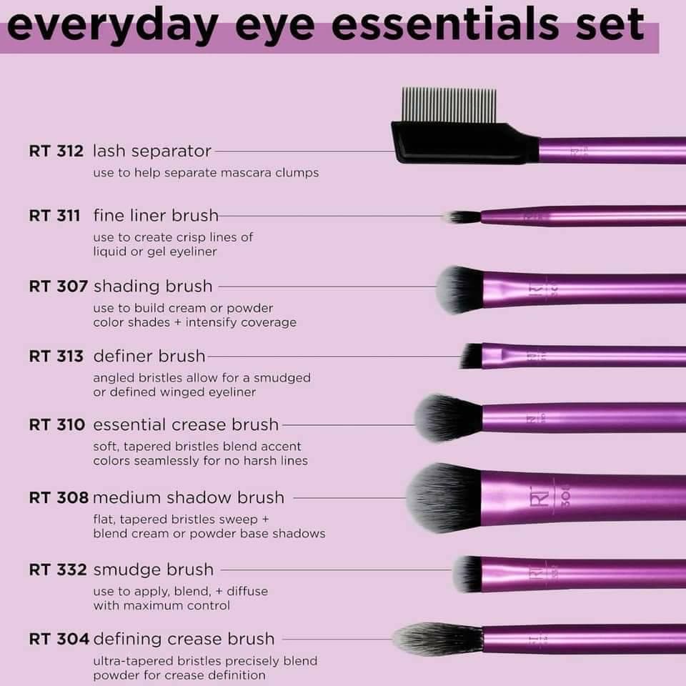 เซตแปรง Real Techniques Everyday Eye Essentials แต่งตา 8 ชิ้น สีม่วง