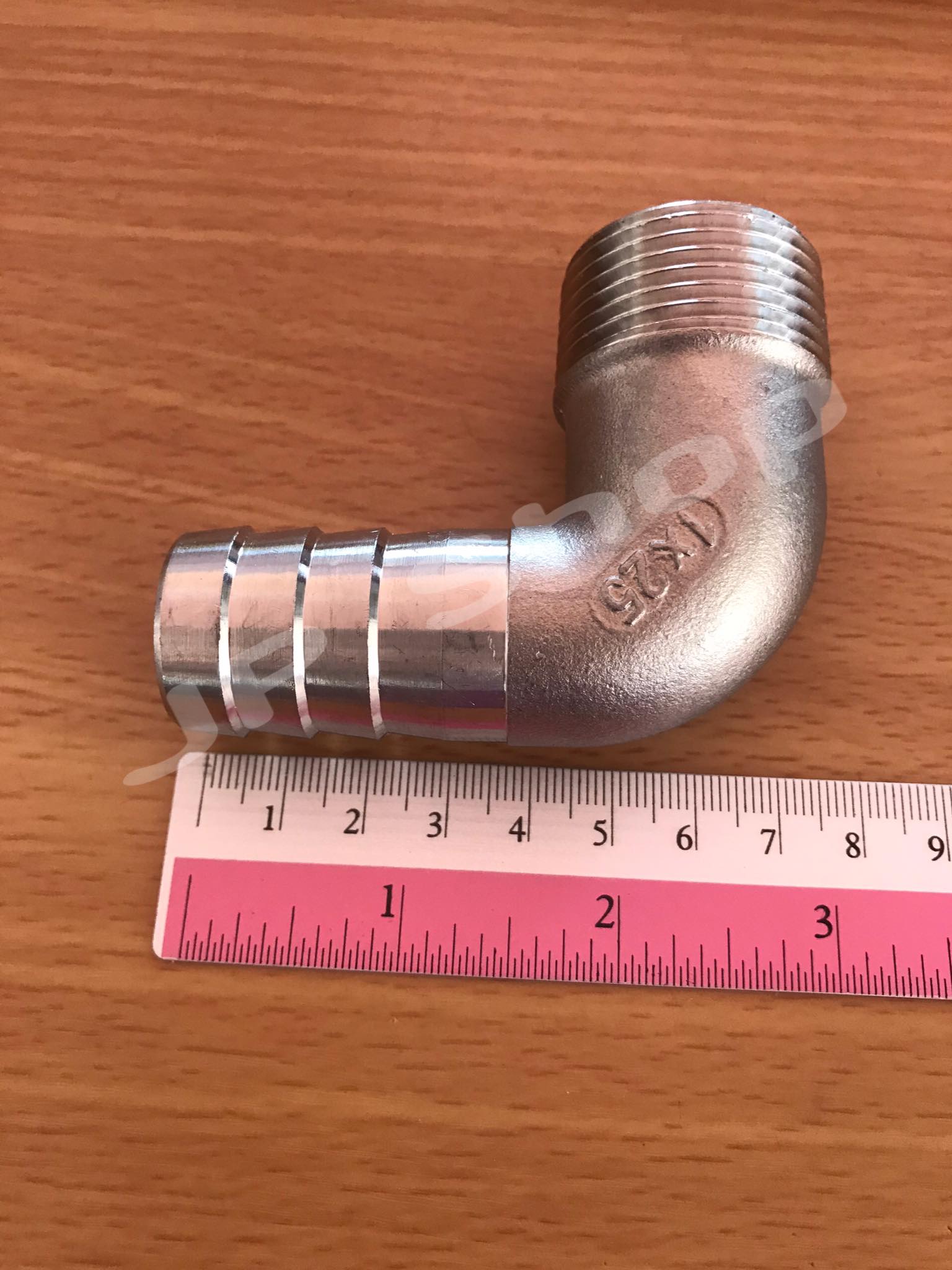 ข้องอขนาด1นิ้ว เกลียวนอก หางไหลสแตนเลส304 #11523