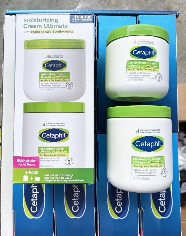 เซต 2 กระปุก Cetaphil Moisturizing Cream For Dry,Sensitive Skin 453g + 566g ผลิตภัณฑ์บำรุงผิวหน้าและผิวกาย
