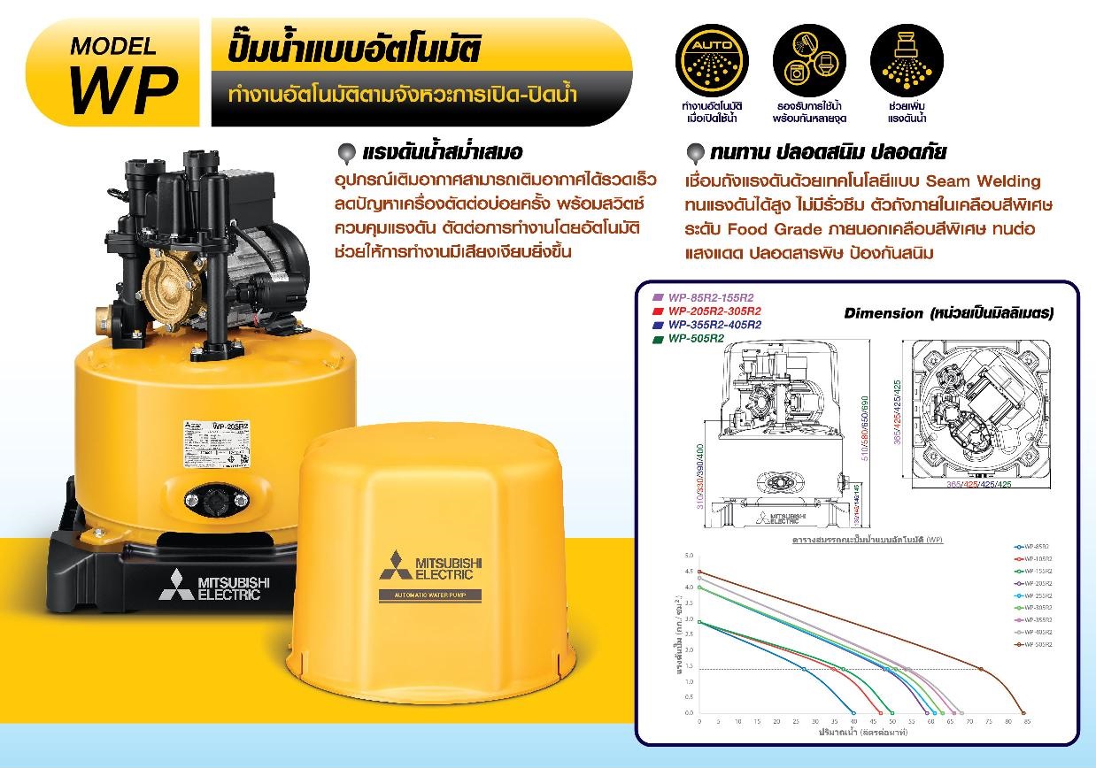 ปั๊มน้ำ MITSUBISHI แบบอัตโนมัติ WP-R2