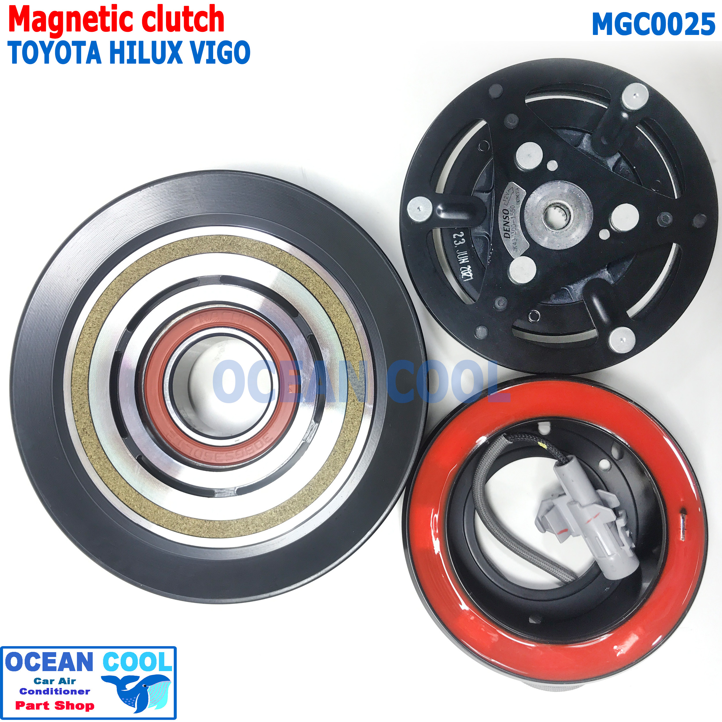 คลัชคอมแอร์ โตโยต้า วีโก้ 2003 - 2014 MGC0025 Cool Gear JK437300-1550 7pk Compressor Clutch for TOYOTA VIGO คอยล์คลัชต์ มีเทอร์โมฟิวส์ป้องกันคอมเพรสเซอร์ล๊อค