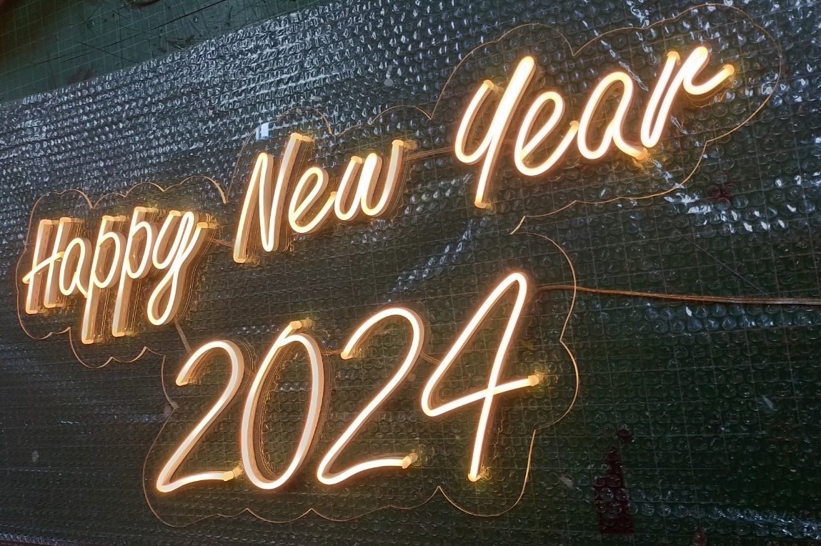 ป้ายไฟนีออนดัดled flex Happy New Year 2024