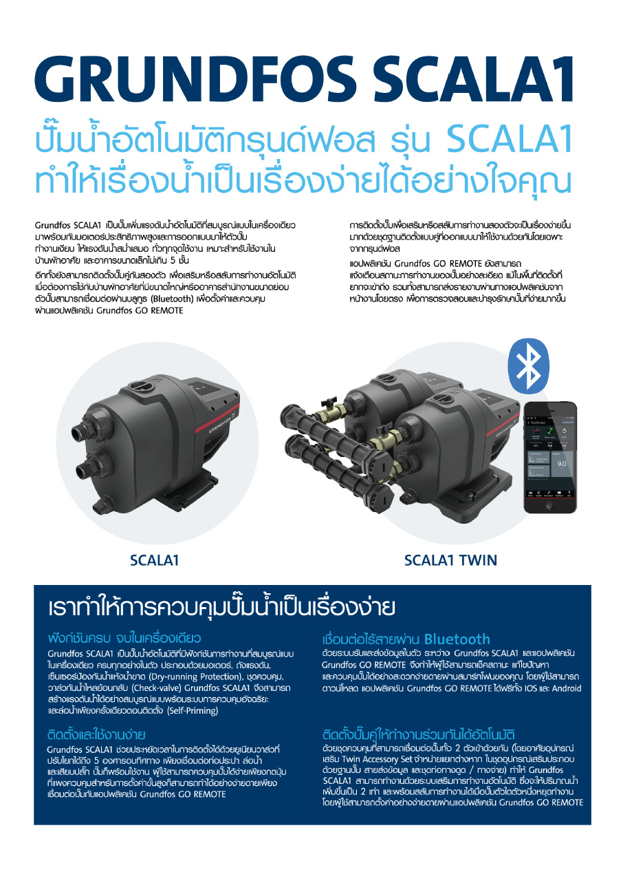 ปั๊มอัตโนมัติ GRUNDFOS SCALA1 3-35 3-45 5-55 450w 580w 780w
