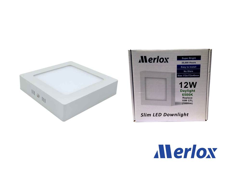 โคม DOWNLIGHT LED 12W ทรงเหลี่ยม ชนิดติดลอย DL/WW MERLOX