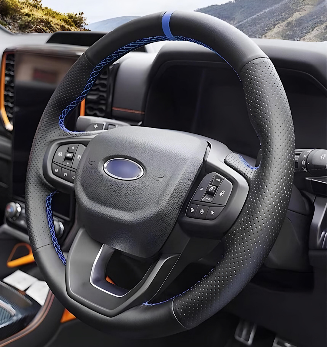 หนังหุ้มพวงมาลัยฟอร์ด Next Gen Everest แบบเข้ารูป รุ่น Raptor Style