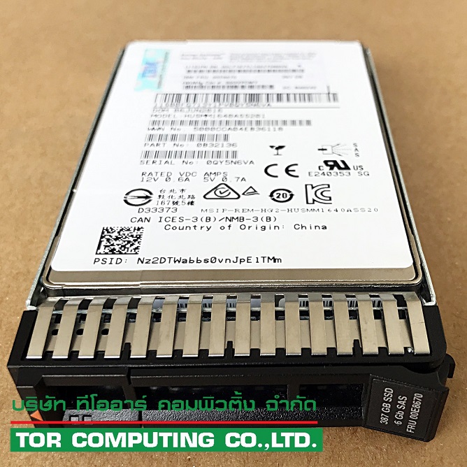 IBM 00LY167 00E8670 [TorCompTH Thailand - ขาย จำหน่าย ราคา] IBM 387GB SAS SFF-3 4k SSD for Power8