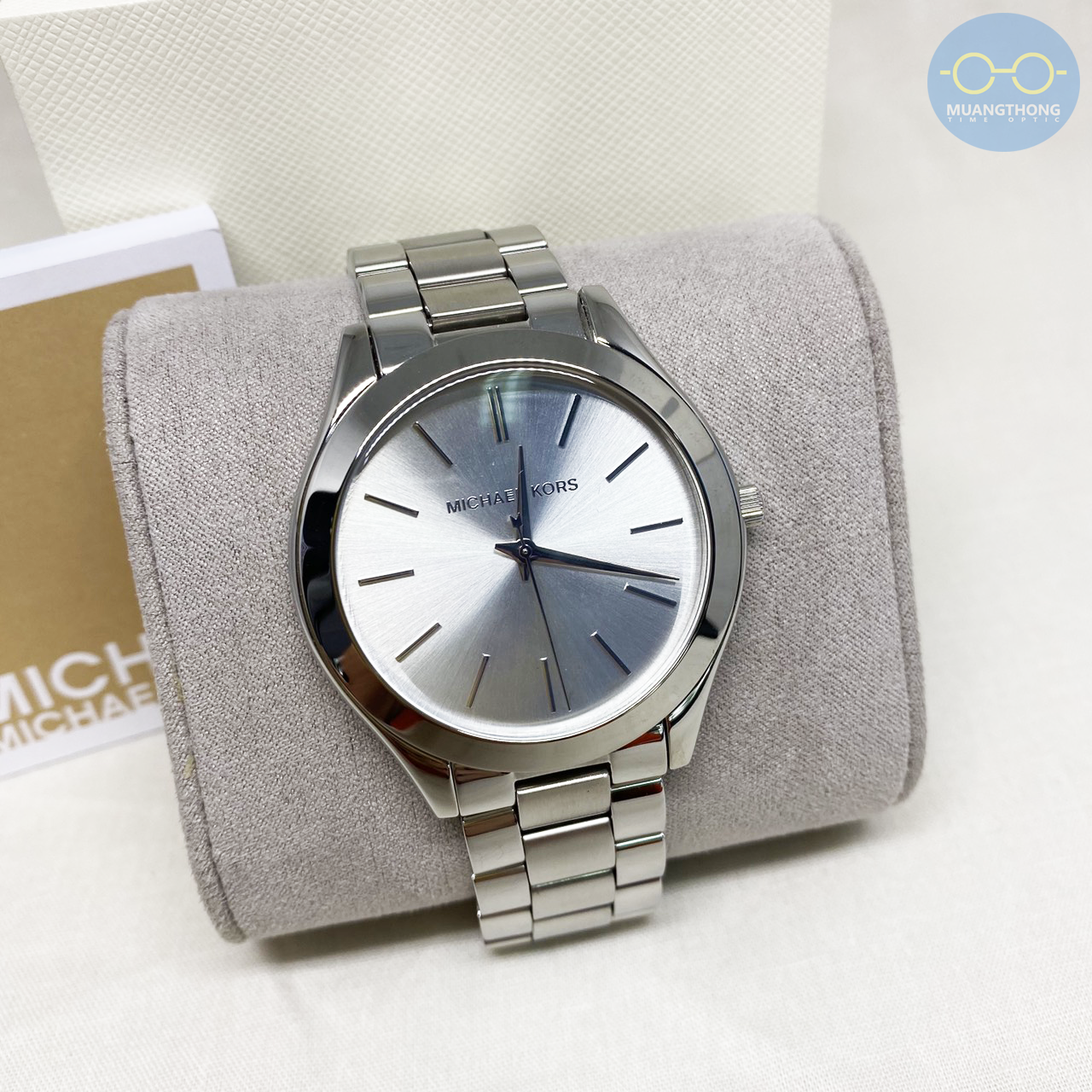 Michael Kors นาฬิกาข้อมือผู้หญิง Slim Runway สีเงิน MK3178