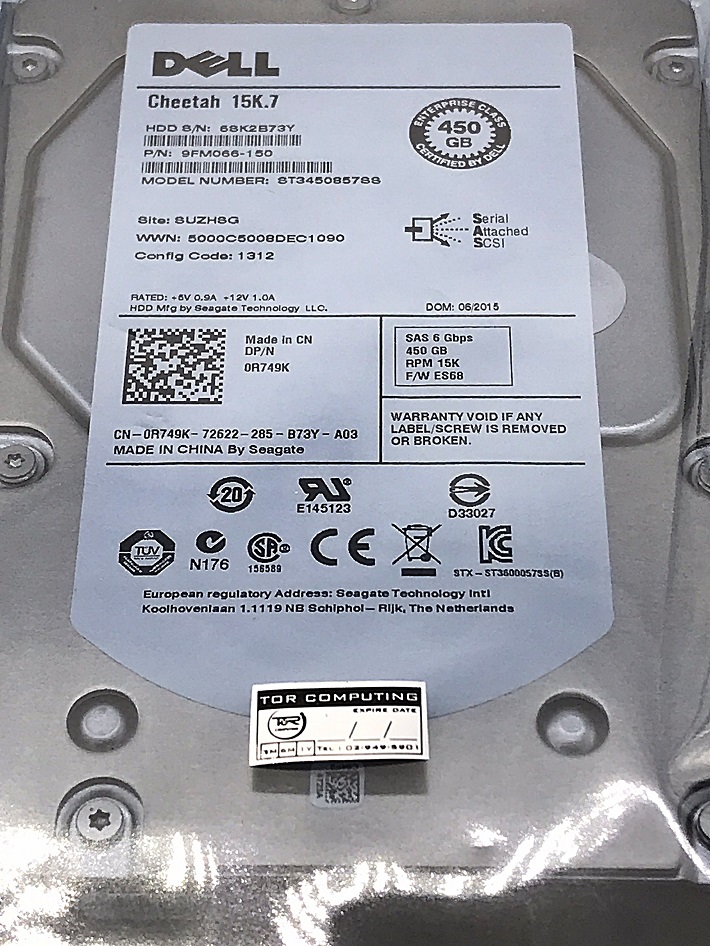 REF, Dell 0R749K R749K [TorCompTH Thailand - ขาย จำหน่าย ราคา] Dell 450GB 15K 6G SAS 3.5IN HDD for R310 R410 R510 R710