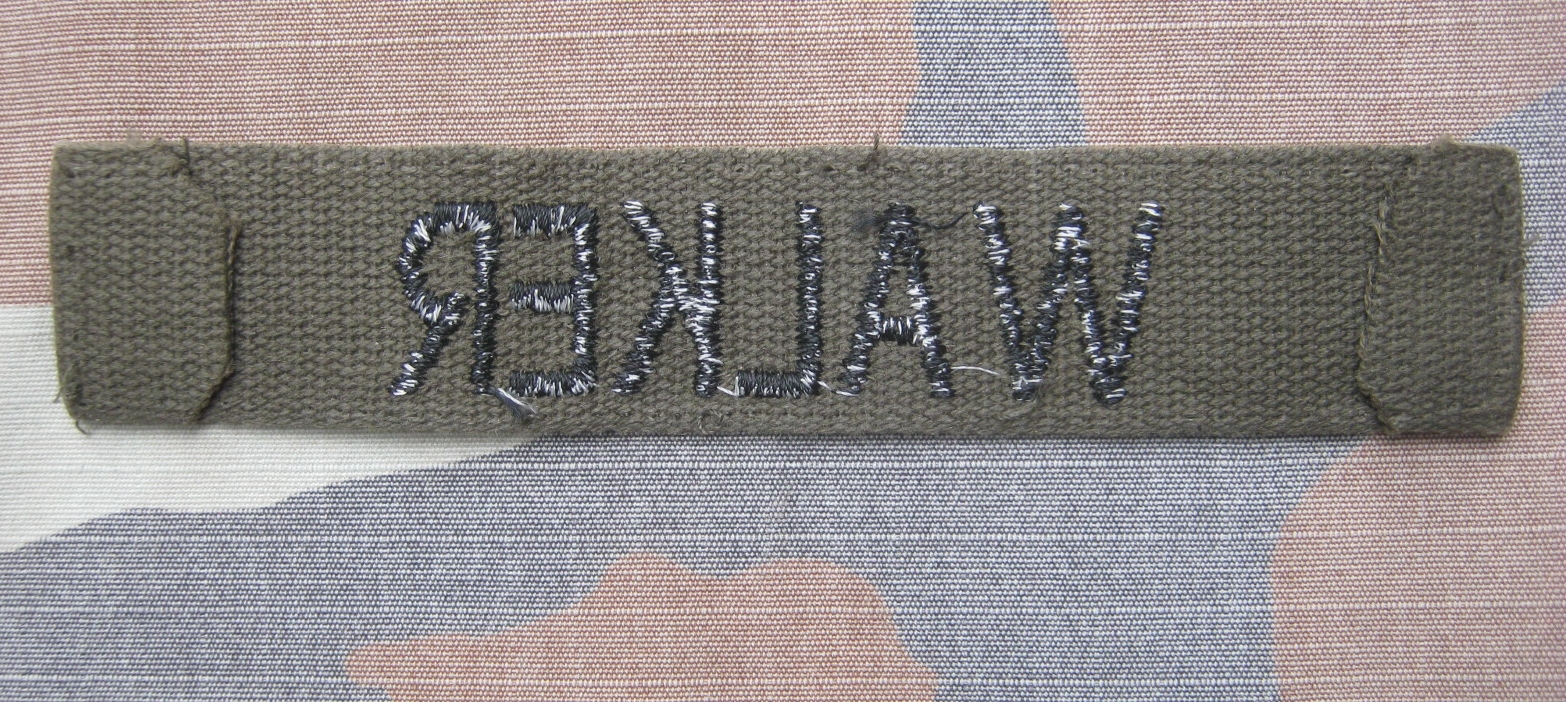 ป้ายชื่อ เขียวดำ หลังแซมขาว