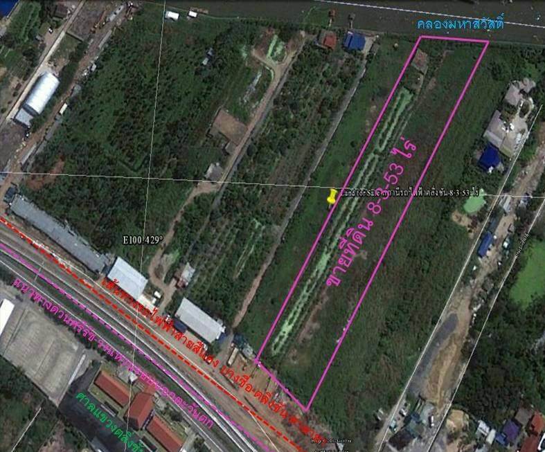 ขายที่ดิน 8-3-53 ไร่ ใกล้สถานีรถไฟฟ้าสายสีแดง (บ้านฉิมพลี) ตลิ่งชัน ทรงสี่เหลี่ยมสวยขึ้นคอนโดสูงได้