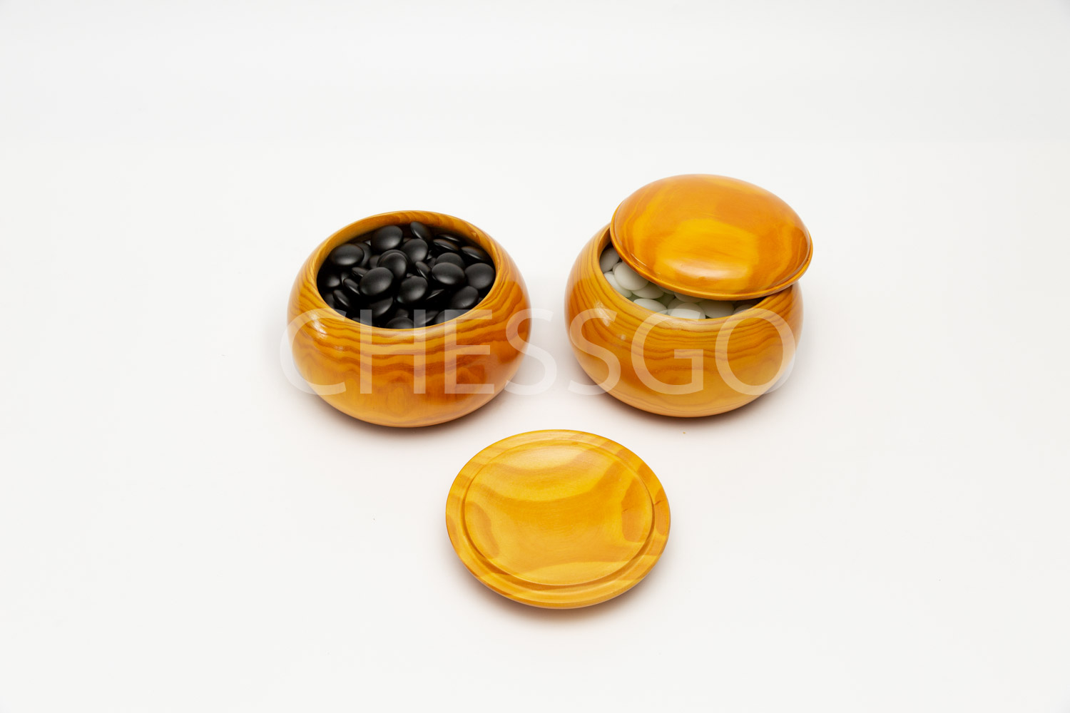 ชุดหมากล้อมไม้Torreya19เส้น(กระดาน6cm/เม็ดหินนูน2ด้าน/โถไม้yellow spruce)