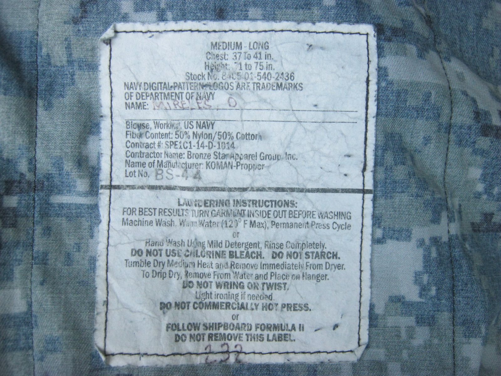 เสื้อ blueberries NWU Type I USA