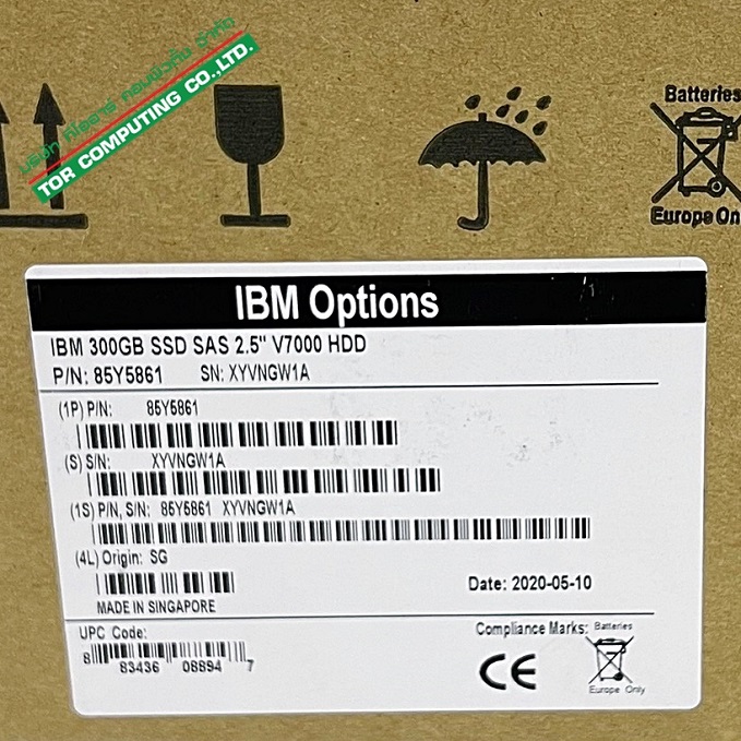 IBM 00L4617, 85Y5861, 2076-3504 [TorCompTH Thailand - ขาย จำหน่าย ราคา] IBM 300Gb SAS 6G MLC SFF SSD for V7000 Gen1 2076-124 2076-224