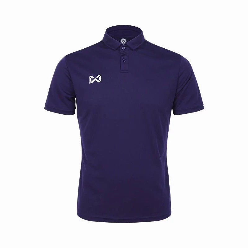 WARRIX PIN POLO Shirt เสื้อโปโล วอริกซ์ แขนสั่น ตัดต่อแบบไหล่ล้ำ สีกรมท่า DB