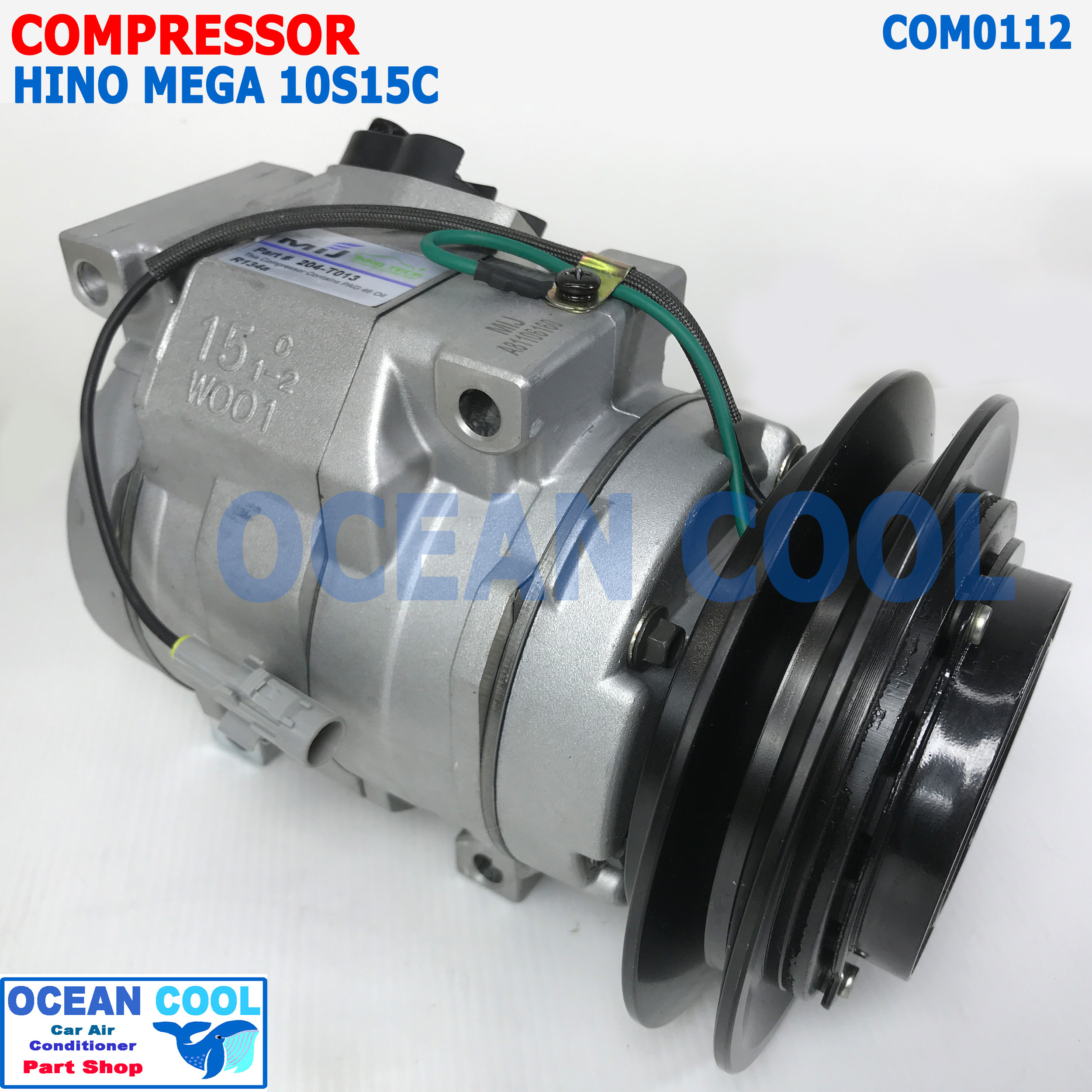 คอมเพรสเซอร์ ฮีโน่ เมก้า 10S15C ออกขวา COM0112 compressor hino mega คอมแอร์รถยนต์ คอมแอร์ คอมเพลสเซอร์ เมกะ MIJ-T013